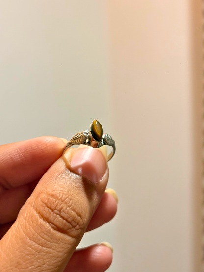 Marquise Gemstone Leaf Ring in 925 Sterling Silver • Handmade Nature Inspired Birthstone Ring • Minimalist Jewelry