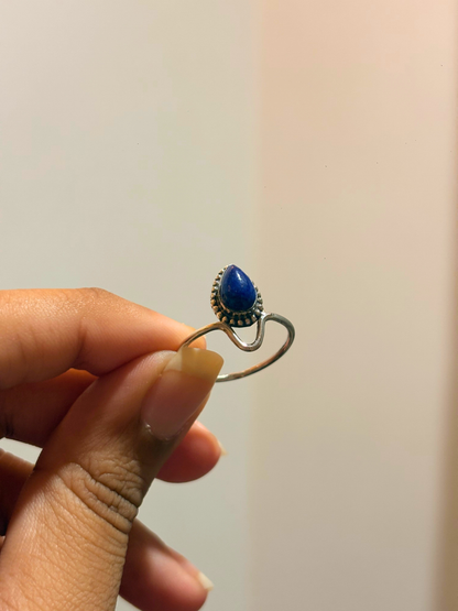 Pear Shaped Gemstone Ring in 925 Sterling Silver • Handmade Teardrop Statement Ring • Minimalist Boho Jewelry