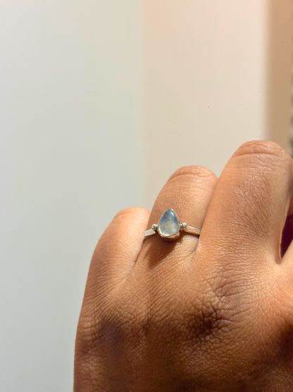 Minimalist Pear Gemstone Ring in 925 Sterling Silver • Dainty Teardrop Birthstone Ring • Handmade Gemstone Jewelry