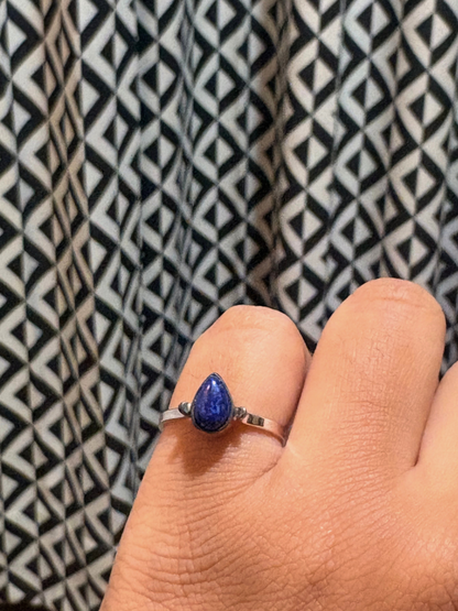 Minimalist Pear Gemstone Ring in 925 Sterling Silver • Dainty Teardrop Birthstone Ring • Handmade Gemstone Jewelry