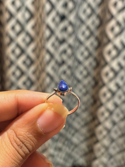 Minimalist Pear Gemstone Ring in 925 Sterling Silver • Dainty Teardrop Birthstone Ring • Handmade Gemstone Jewelry
