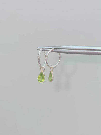 Drop Everything Teardrop Charm Hoops in 925 Silver