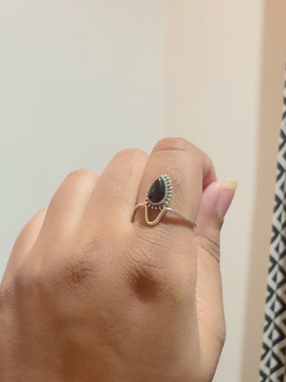 Pear Shaped Gemstone Ring in 925 Sterling Silver • Handmade Teardrop Statement Ring • Minimalist Boho Jewelry