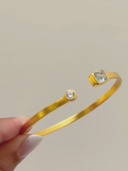 Blue Crush | Blue Topaz Open Bangle in 925 Sterling Silver