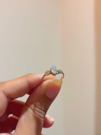 Marquise Gemstone Leaf Ring in 925 Sterling Silver • Handmade Nature Inspired Birthstone Ring • Minimalist Jewelry
