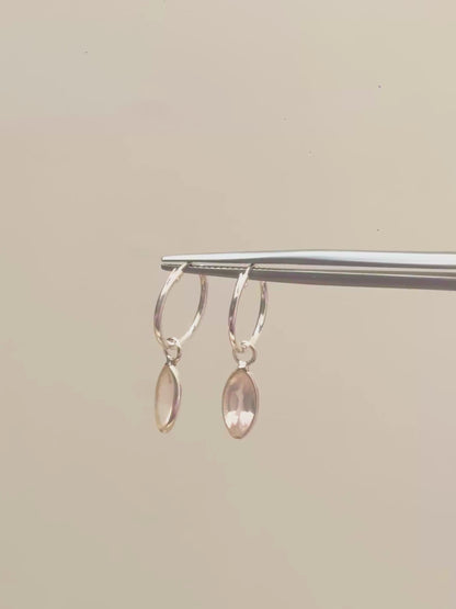 Leaf It to Me Marquise Charm Hoops in 925 Silver