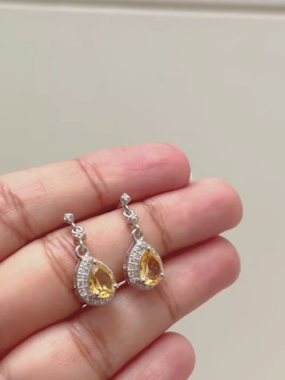 Butter Tears | Citrine Drop Earrings in 925 Sterling Silver