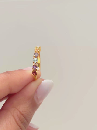 Bejeweled | Multicolour Stone Band Ring in 925 Sterling Silver