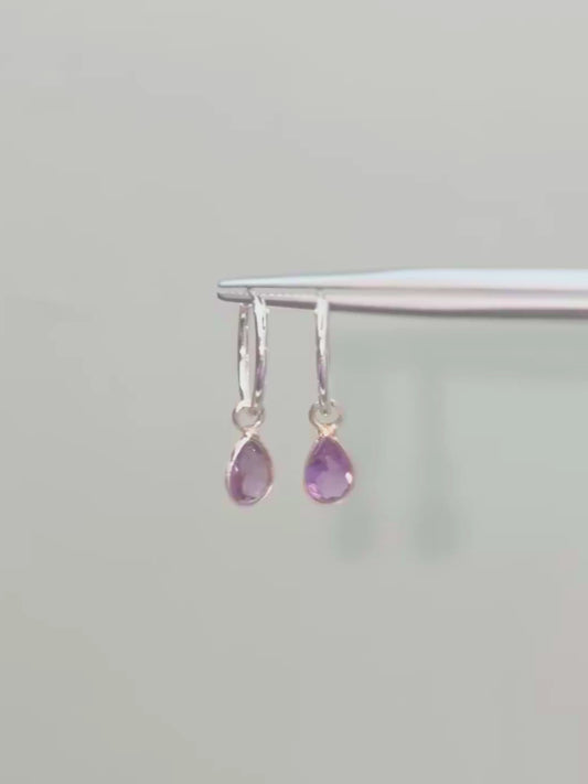 Drop Everything Teardrop Charm Hoops in 925 Silver