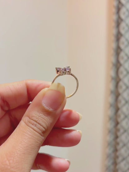 Natural Amethyst Butterfly Ring in 925 Sterling Silver | Purple Gemstone Statement Ring