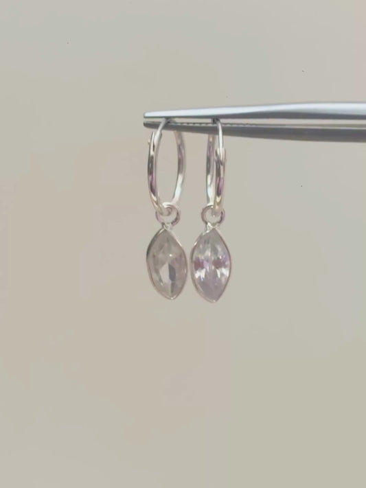 Leaf It to Me Marquise Charm Hoops in 925 Silver