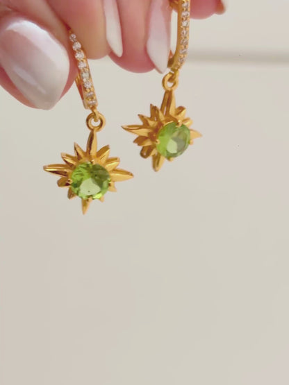 Wildest Dreams | Peridot Drop Hoop Earrings in 925 Sterling Silver