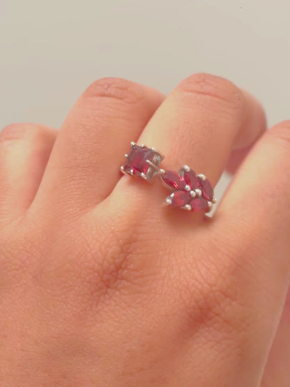 Plot Twist Adjustable Garnet Ring in 925 Silver