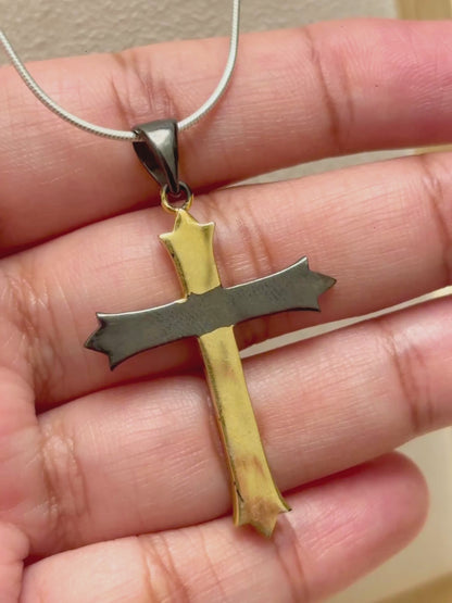 Two-Tone Cross Pendant in 925 Sterling Silver