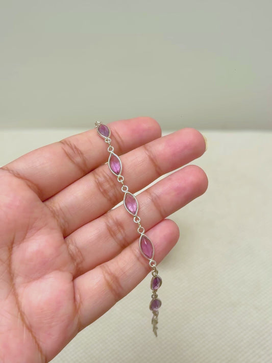 Amethyst Marquise Bracelet in 925 Sterling Silver Ð February Birthstone