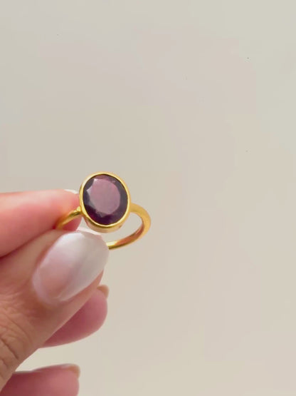 Maroon | Garnet Oval Ring in 925 Sterling Silver
