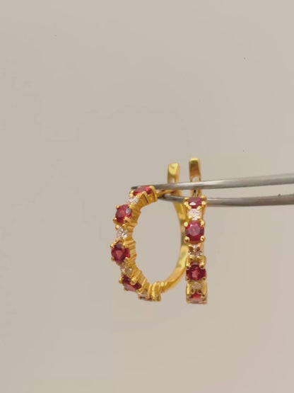 Merlot After Hours | Garnet Hoop Earrings in 925 Sterling Silver