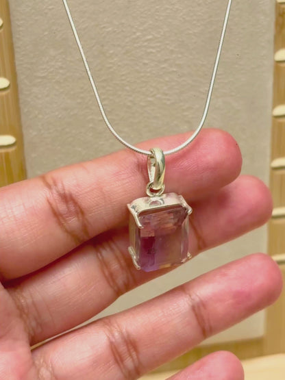 Ametrine Rectangle Pendant in 925 Sterling Silver