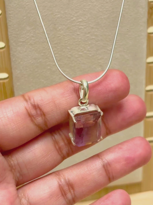 Ametrine Rectangle Pendant in 925 Sterling Silver