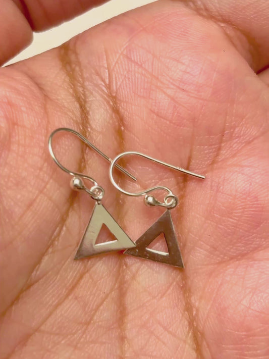 Minimal Triangle Cutout Drop Earrings in 925 Silver