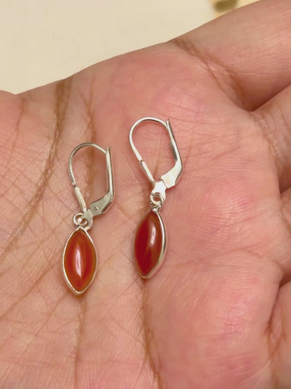 Marquise Gemstone Leverback Drop Earrings in 925 Silver