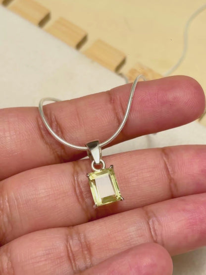 Rectangle Gemstone Pendant in 925 Sterling Silver